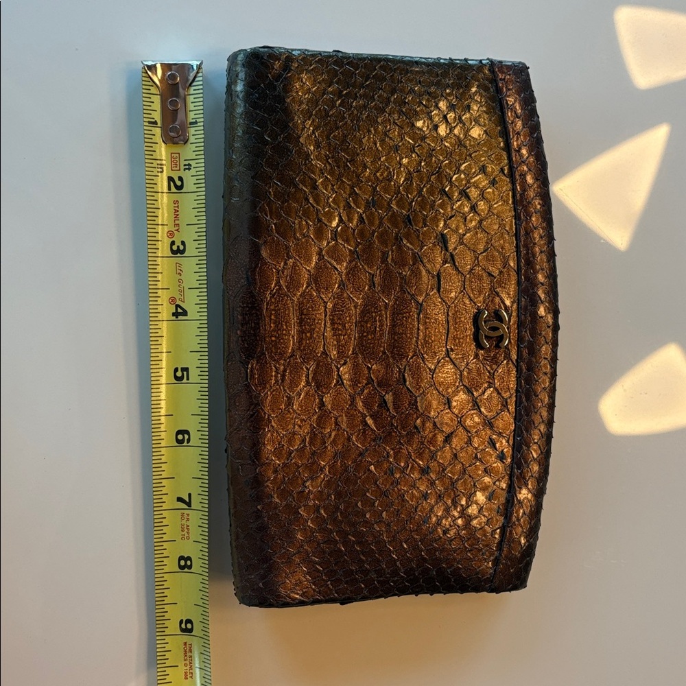 Vintage Chanel Iridescent Brown Python Clutch - image 2